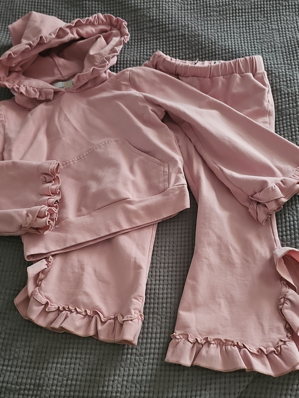 2 3 Oopsie Daisy Pink Ruffle Hoodie and Pants Set